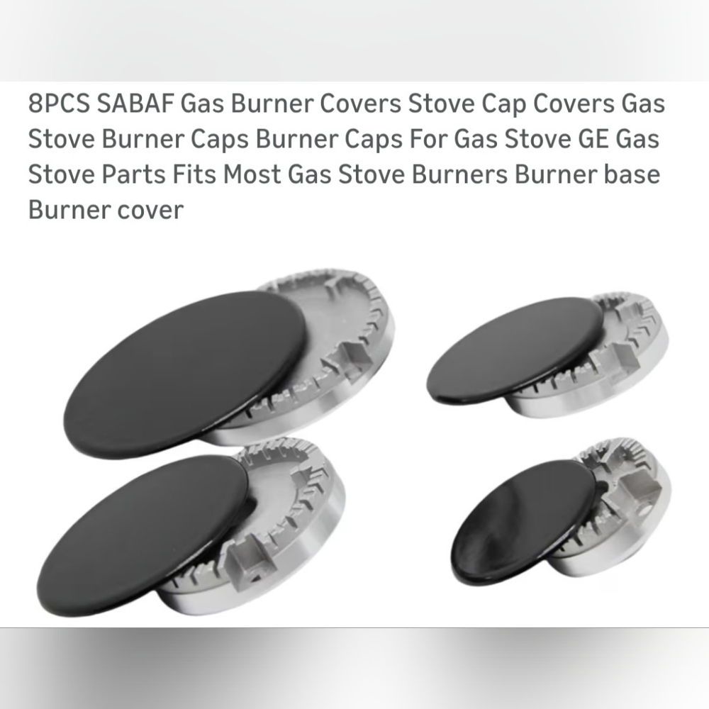 Gas Burner Cap Covers - Black and Silver